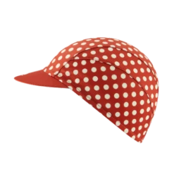 Chapeau! Lightweight Polka Dot Cap - Devon Red -Cycling Accessories Shop chapeau lightweight cap polka dot devon red side left copy 2