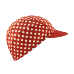 Chapeau! Lightweight Polka Dot Cap - Devon Red -Cycling Accessories Shop chapeau lightweight cap polka dot devon red side right copy 2